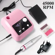 45000RPM Professional Nail Drilling Machine with Base Large LCD Screen Electric Manicure Polisher Nail Sander Salon Tool - White 270