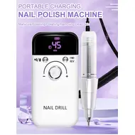 ​45000RPM Electric Nail Drill Machine Professional Nail Drills for Gel Nails Polish Rechargeable Portable Nail File Manicure Tool - White 303