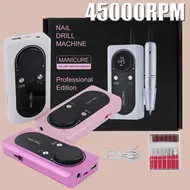 ​45000RPM Electric Nail Drill Machine With LCD Display Low Noise Rechargeable Manicure Machine For Polishing Gel Nail Polish - Pink 300
