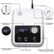 45000RPM Professional Nail Drilling Machine with Base Large LCD Screen Electric Manicure Polisher Nail Sander Salon Tool - White 270