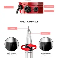 35000RPM Nail Drill Machine Foot Pedal Electric Nail Pedicure File Manicure Salon Polishing Milling Low Noise Armor Removal Tool - Red 278