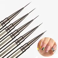 New 6/9/12/15/18mm Nail Liner Brush Set Drawing Line Stripe Painting Flower Pen Metal Handle Nail Brushes Nail Art Manicure Tool 310