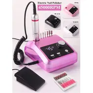 45000RPM Professional Nail Drilling Machine with Base Large LCD Screen Electric Manicure Polisher Nail Sander Salon Tool - White 270