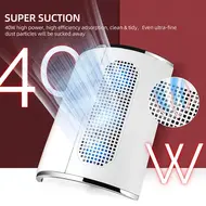 40W Strong Suction Nail Dust Collector  2 Hand Nail Vacuum Cleaner with 3 Fans for Pedicure, Manicure, and Nail Art Salon Tools 233