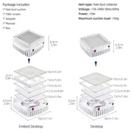 13W Nail Vacuum Extractor Built-in Desktop Nail Dust Collector, 12V Gel Nails Manicure Vacuum Cleaner 245