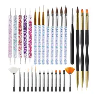 31Pcs Nail Art Brush Design Tip Painting Drawing Carving Dotting Pen FlatFan Liner Acrylic Gel UV Polish Manicure Tools - White 322
