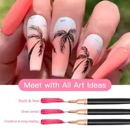 5pcs Professional Nail Art Liners Striping Brushes Tool Ultra-thin Line Detail Drawing Painting Brushes Manicure Pen Tools - Purple 327