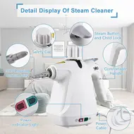 ​1000W Portable Handheld Steam Cleaner with High Temperature Pressurized Steam Brush Heads & Measuring Cup for Kitchen Furniture Bathroom & Car Cleaning - 2Pcs 436