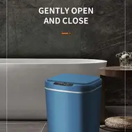 ​15L Touch free Smart Knock Induction Trash Bin with Infrared Motion Sensor Garbage Can - White 452