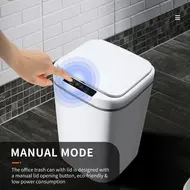 ​15L Touch free Smart Knock Induction Trash Bin with Infrared Motion Sensor Garbage Can - White 452
