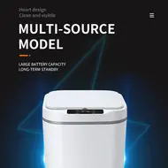 ​15L Touch free Smart Knock Induction Trash Bin with Infrared Motion Sensor Garbage Can - White 452