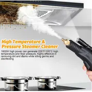 ​1800W Home Portable Steam Cleaner 4L Capacity High Temperature Fast Heating 5 Bar High Pressure Steamer with Voice Command for Car Detailing Kitchen Air Conditioning Cleaning 407