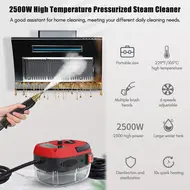 2500W Portable High Pressure Steam Cleaner with Brush Heads for Kitchen Furniture and Bathroom Car Portable Handheld Steam Cleaner - Red 382
