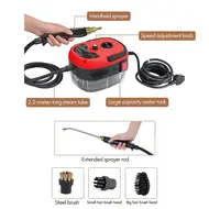 2500W Portable High Pressure Steam Cleaner with Brush Heads for Kitchen Furniture and Bathroom Car Portable Handheld Steam Cleaner - Red 382