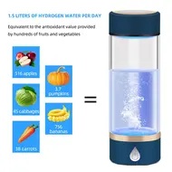 420ml Glass Cup Portable Rechargeable Hydrogen Rich Water Generator Bottle - Blue 424