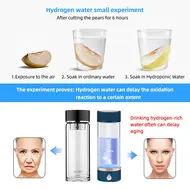 420ml Glass Cup Portable Rechargeable Hydrogen Rich Water Generator Bottle - Blue 424