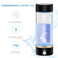 420ml Glass Cup Portable Rechargeable Hydrogen Rich Water Generator Bottle - Blue 424