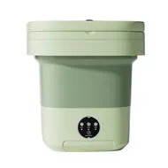 8L Portable Mini Washing Machine with UV Sterilization Foldable Spin Dryer Drain Basket & Hose for Travel & Housing -  Green 419