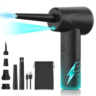 ​Air Duster Inflatable Vacuum Pump 3 IN 1 with Light 3 Gears Adjustable 50000RPM Rechargeable Cordless Air Blower with Brushed Motor 6 Nozzles for PC Keyboard Cleaning Swim Ring Inflatable Vacuum Bags - 2Pcs 406