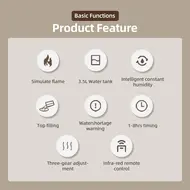 ​Bedroom Top Fill 3.5L Cool Mist Humidifier with Simulated Flame 3 Mist Modes Auto Shut Off Ultrasonic Humidifier with Remote Control for Home  Large Room   Baby Room - White 352