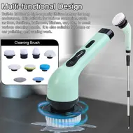 ​Cordless Electric Cleaning Machine Rechargeable Automatic Kitchen Dishwashing Brush Bathtub Tile Cleaner Professional Cleaning Tool with Telescopic Bar 409