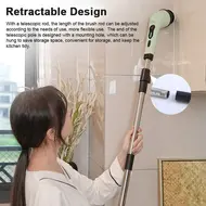 ​Cordless Electric Cleaning Machine Rechargeable Automatic Kitchen Dishwashing Brush Bathtub Tile Cleaner Professional Cleaning Tool with Telescopic Bar 409