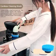 ​Cordless Electric Cleaning Machine Rechargeable Automatic Kitchen Dishwashing Brush Bathtub Tile Cleaner Professional Cleaning Tool with Telescopic Bar 409