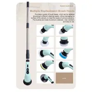 ​Cordless Electric Cleaning Machine Rechargeable Automatic Kitchen Dishwashing Brush Bathtub Tile Cleaner Professional Cleaning Tool with Telescopic Bar 409