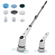 ​Cordless Electric Scrubber 360 Degree 3 Speed Power Cleaning Brush Scrubber with 8 Interchangeable Brush Heads and Adjustable Extension Arm for Bathroom Floor Shower Bathtub Glass Auto 377