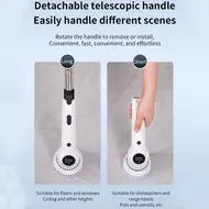 ​Cordless Electric Scrubber 360 Degree 3 Speed Power Cleaning Brush Scrubber with 8 Interchangeable Brush Heads and Adjustable Extension Arm for Bathroom Floor Shower Bathtub Glass Auto 377