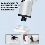​Cordless Electric Scrubber 360 Degree 3 Speed Power Cleaning Brush Scrubber with 8 Interchangeable Brush Heads and Adjustable Extension Arm for Bathroom Floor Shower Bathtub Glass Auto 377