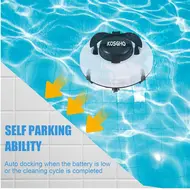 Cordless Robotic Pool Cleaner IPX8 Waterproof Dual Motor Powerful Suction Self Parking 120min Runtime Automatic Pool Vacuum for above ground and in-ground pools up to 1076 sq ft 378