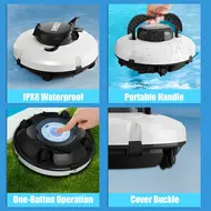 Cordless Robotic Pool Cleaner IPX8 Waterproof Dual Motor Powerful Suction Self Parking 120min Runtime Automatic Pool Vacuum for above ground and in-ground pools up to 1076 sq ft 378