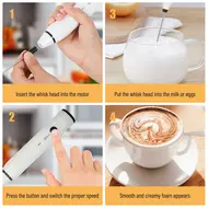 ​Electric Handheld Egg Whisk Milk Frother Foam Maker USB Rechargeable 3 Speed Mixer with 2 Stainless Steel Whisks for Cappuccinos Latte Hot Chocolate Milkshakes & Egg Mix 369