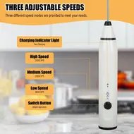 ​Electric Handheld Egg Whisk Milk Frother Foam Maker USB Rechargeable 3 Speed Mixer with 2 Stainless Steel Whisks for Cappuccinos Latte Hot Chocolate Milkshakes & Egg Mix 369