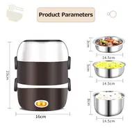 ​Electric Lunch Box Three Layer Stainless Steel Plug In Thermal Insulation Heating Lunch Box for Office Workers 368