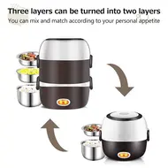 ​Electric Lunch Box Three Layer Stainless Steel Plug In Thermal Insulation Heating Lunch Box for Office Workers 368