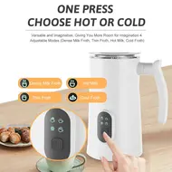 Electric Milk Frother Stainless Steel 4 in 1 Hot/Cold Foam Maker 400W Silent Operation Non-Stick 350ml/11.84oz Automatic Frother & Steamer for Coffee Hot Milk - 2Pcs - White 361
