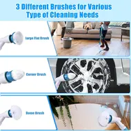 ​Electric Spin Scrubber Bathroom Bathtub Floor Corner Cleaning Cordless with 3 Brush Heads Adjustable Extension Handle for Shower Toilet Ceramic Tile Stained Gap & Car Tires 433