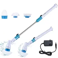 ​Electric Spin Scrubber Bathroom Bathtub Floor Corner Cleaning Cordless with 3 Brush Heads Adjustable Extension Handle for Shower Toilet Ceramic Tile Stained Gap & Car Tires 433