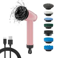 Electric Spin Scrubber Cordless Waterproof Handheld Cleaning Brush  Replaceable Heads - Pink 415