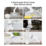 Electric Spin Scrubber Handheld Cordless Electric Cleaning Brush 2 Speed Adjustable with Extension Rod & 6 Replaceable Brush Heads for Bathroom Bathtub Toilet Wall Tile Floor & Window 422