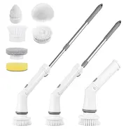 Electric Spin Scrubber Handheld Cordless Electric Cleaning Brush 2 Speed Adjustable with Extension Rod & 6 Replaceable Brush Heads for Bathroom Bathtub Toilet Wall Tile Floor & Window 422