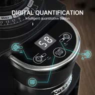 ​HiBREW G3A Coffee Grinder 40mm Conical Burr Air Blower 31 gear Scale Memory Antistatic Manual Auto Visual Bean Storage - Beige 443