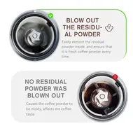 ​HiBREW G3A Coffee Grinder 40mm Conical Burr Air Blower 31 gear Scale Memory Antistatic Manual Auto Visual Bean Storage - Beige 443