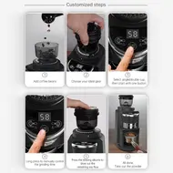 ​HiBREW G3A Coffee Grinder 40mm Conical Burr Air Blower 31 gear Scale Memory Antistatic Manual Auto Visual Bean Storage - Beige 443