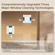 ​LIECTROUX YW509 Window Cleaning Robot 3000Pa Suction 3 Way Water Spray APP Remote Control Smart Path Planning Edge Detection Anti Falling Protection 434