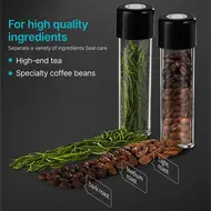 ​MHW-3BOMBER Coffee Canisters Set 10 Airtight Containers with Silicone Ring Exhaust Valve for Single Dose Coffee Bean Storage Dishwasher Safe  Multifunctional Food Storage with Hopper 8 Tubes Stand 454