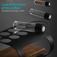 ​MHW-3BOMBER Coffee Canisters Set 10 Airtight Containers with Silicone Ring Exhaust Valve for Single Dose Coffee Bean Storage Dishwasher Safe  Multifunctional Food Storage with Hopper 8 Tubes Stand 454