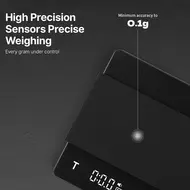 ​MHW-3BOMBER Mini Coffee Scale with Timer 2kg/0.1g Accurate 3 Modes Type-C Rechargeable Portable Digital Scale for Espresso & Pour Over Coffee - White 456